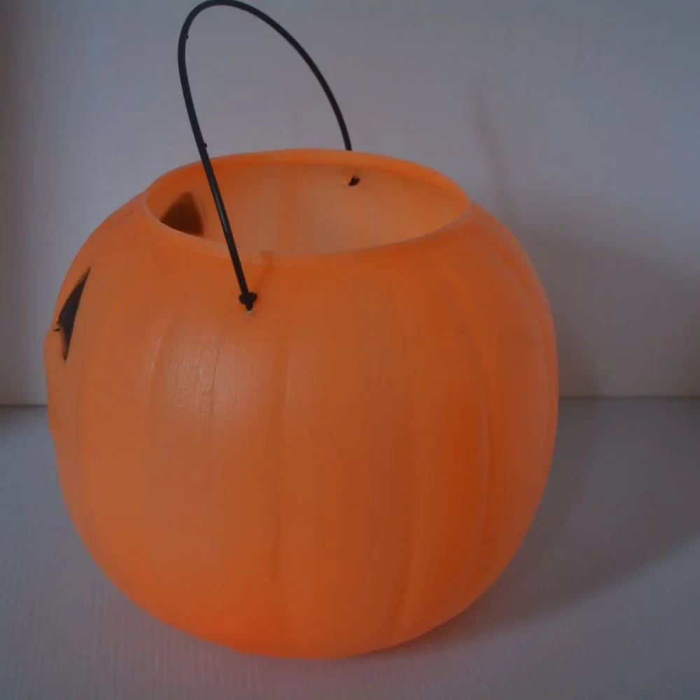 VTG Blow Mold Halloween Pumpkin Trick Or Treat Pail Bucket General Foam Plastics
